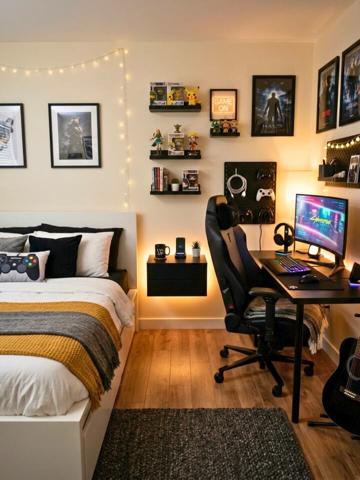 floating nightstand with built in led lighting