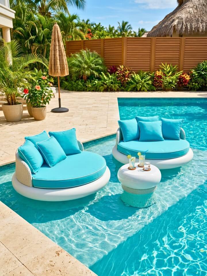 floating pool sofas adding chic pool furniture