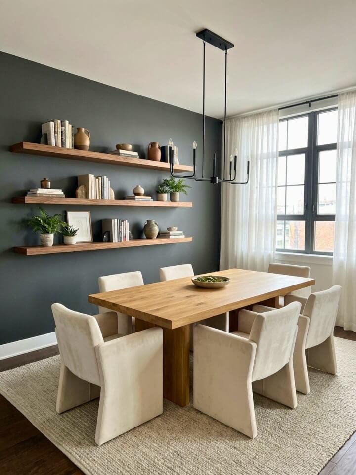 floating shelves display to showcase décor