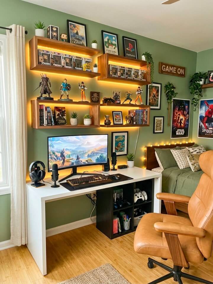 floating shelves to showcase your collectibles