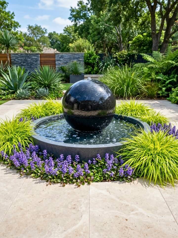 floating sphere fountain for contemporary outdoor spaces