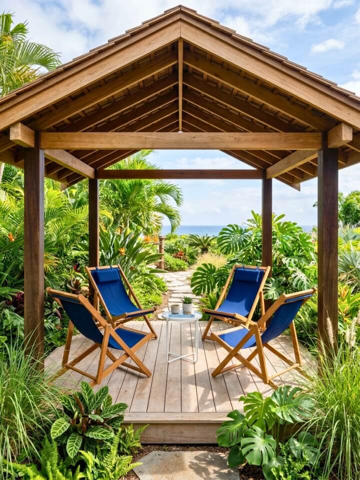 folding lounge chairs ideal for sunbathing on covered patio