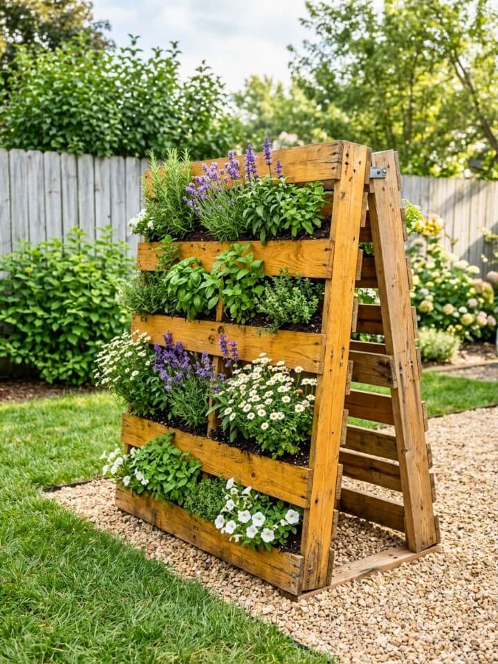 freestanding vertical pallet raised bed wall