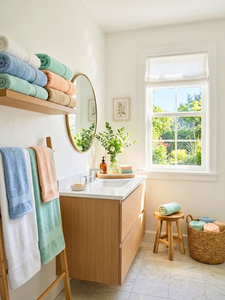 fresh towel ideas for a soft summer bathroom