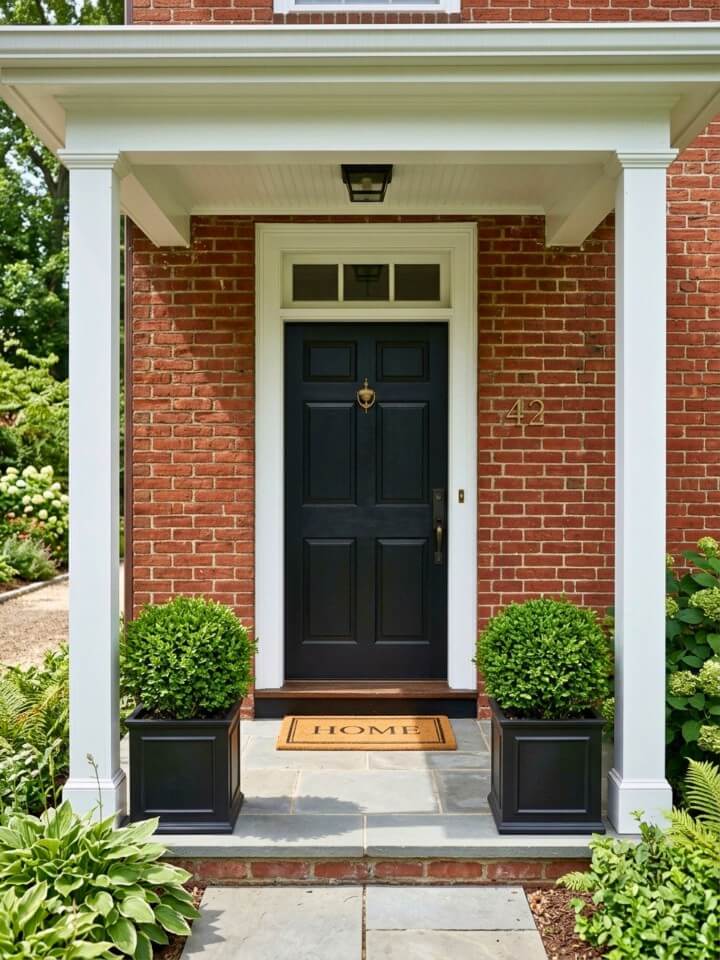 front door set in brick or stone surround