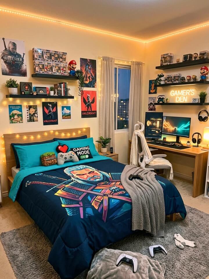 gaming themed bedding for stylish teen bedrooms