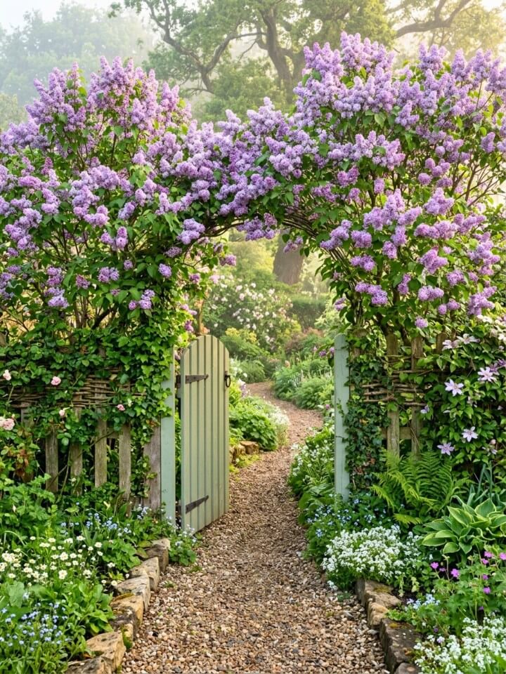 garden gate entrance with fragrant flowers