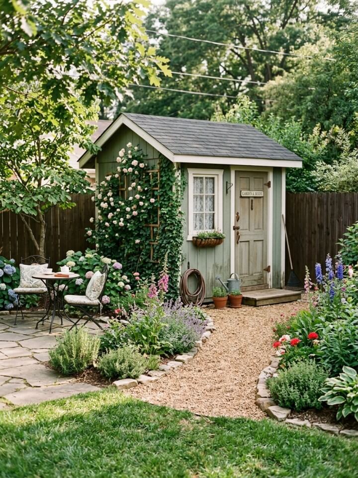 garden shed as a backyard privacy screen
