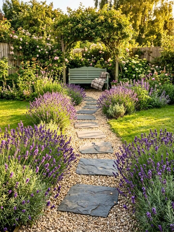 gravel and stepping stone path on a budget
