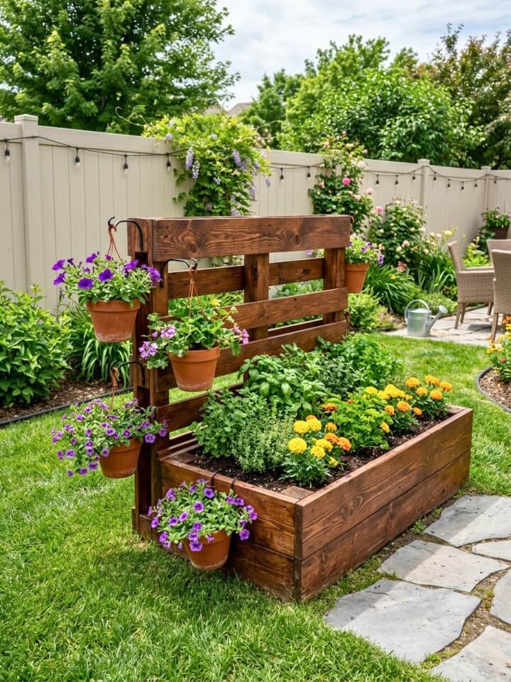 hanging pot pallet garden for small yards
