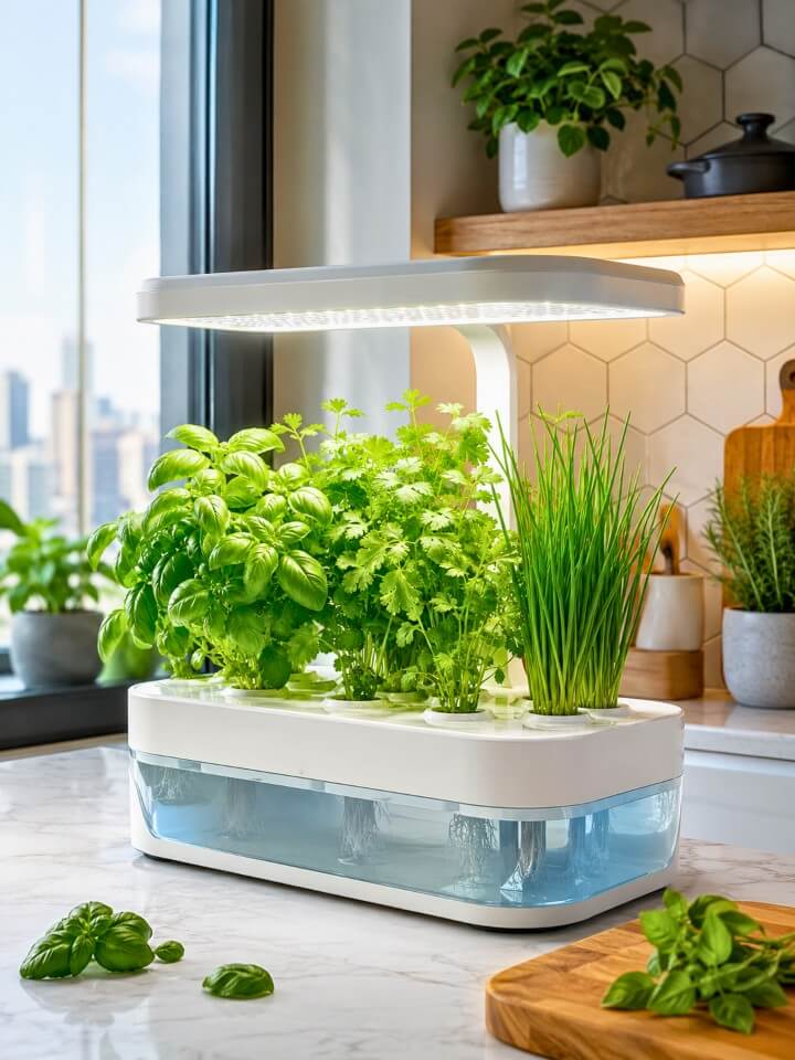 hydroponic herb station for kitchen