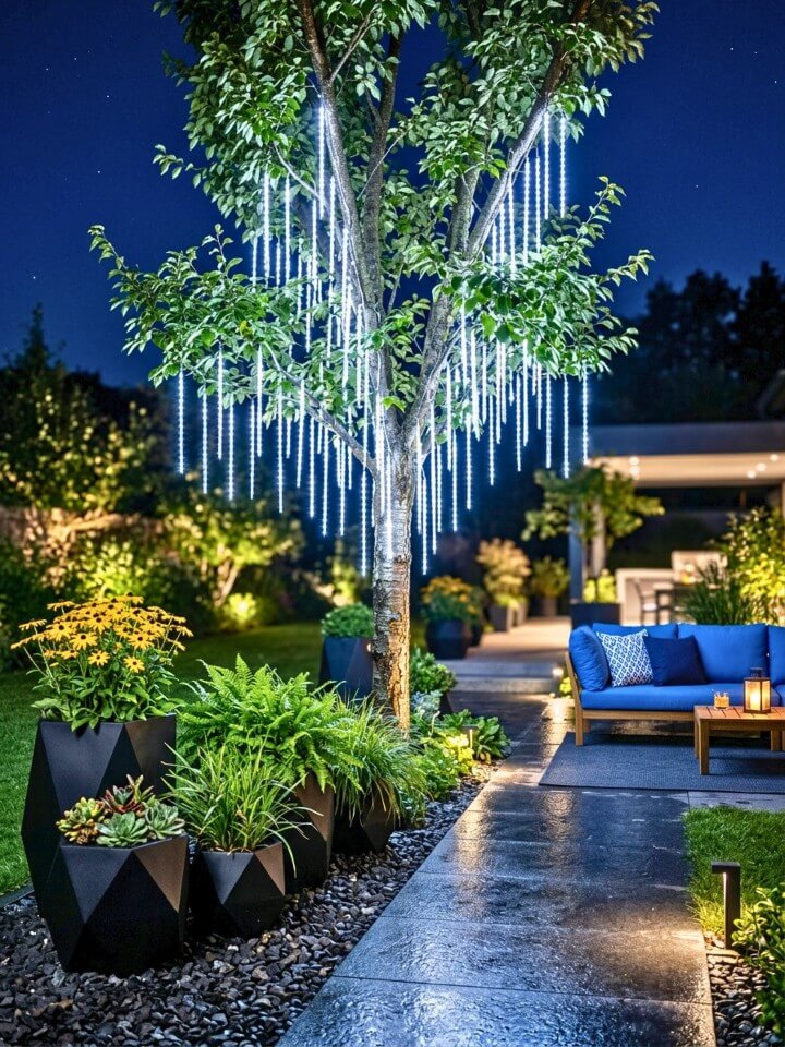 icicle style hanging lights for tree canopies