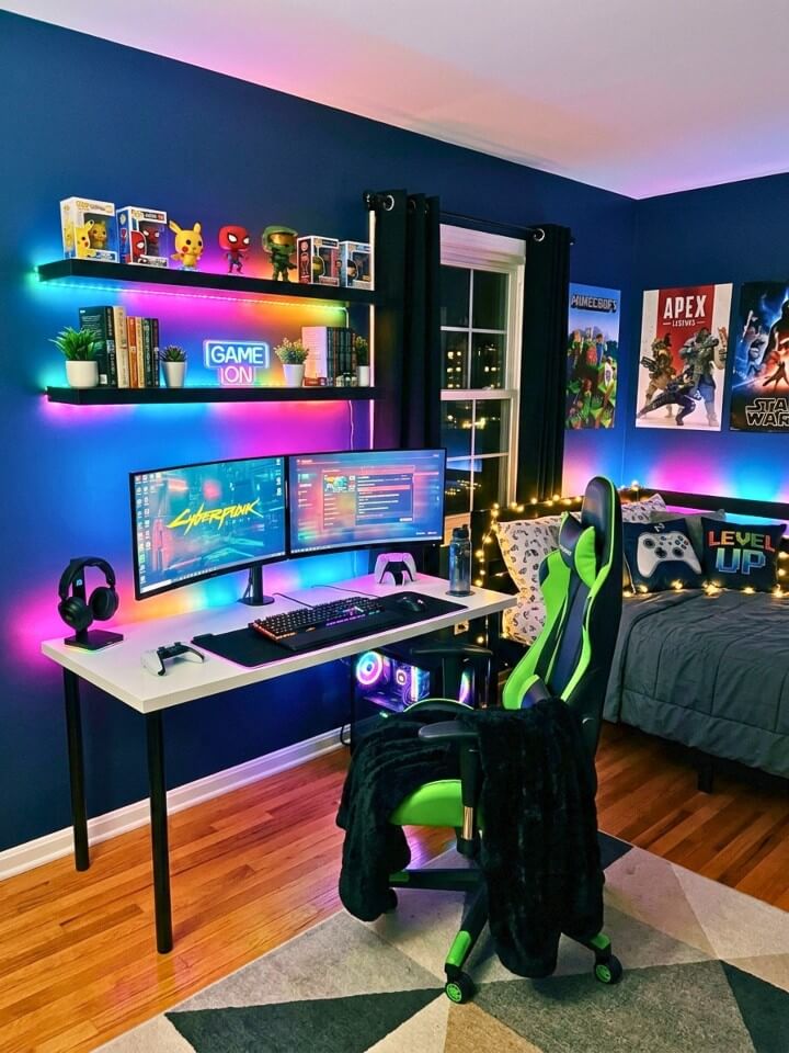 immersive rgb lighting ideas for a teenage gamer bedroom