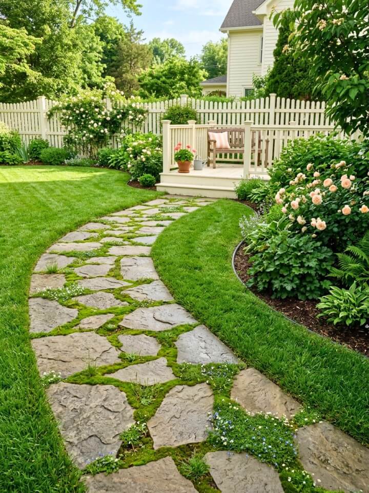 irregular stone natural trail with curved layout
