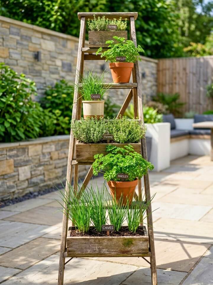 ladder herb garden for vertical planting