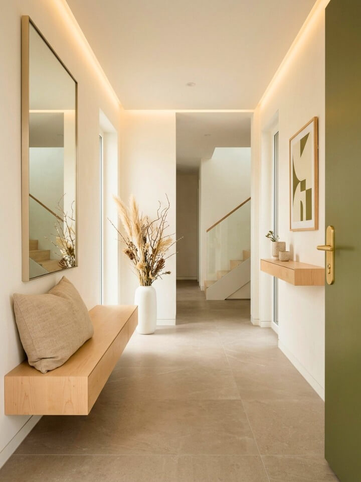 large format tiles for a smooth modern foyer