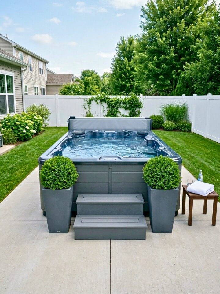 large planters to mark the spa entry