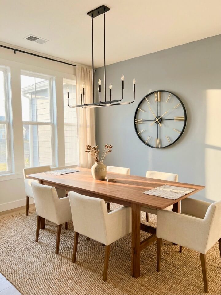 large statement clocks to add personality to your dining room