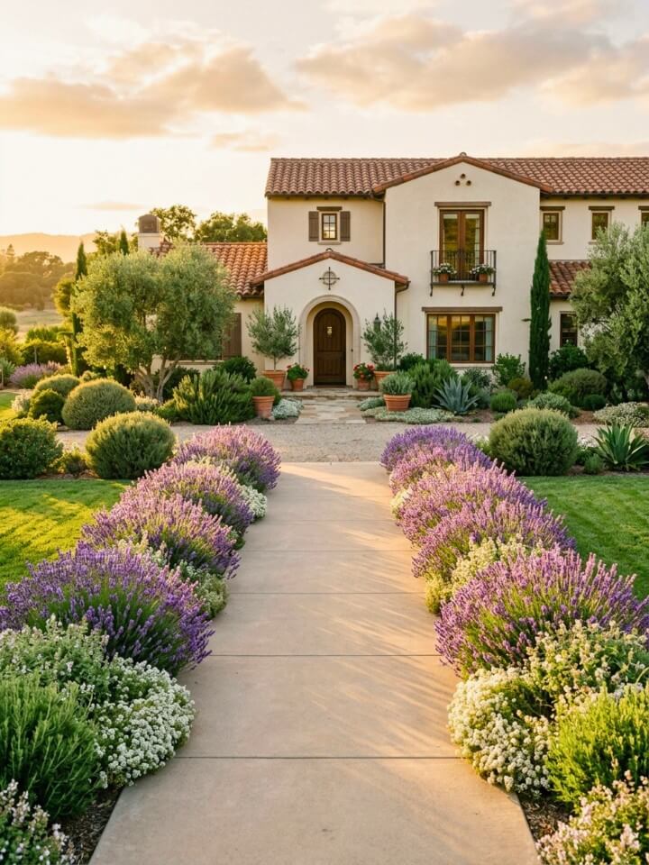 lavender lined path with scented plants