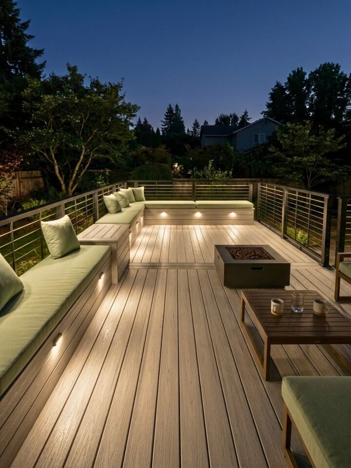 led puck lights under benches for subtle illumination