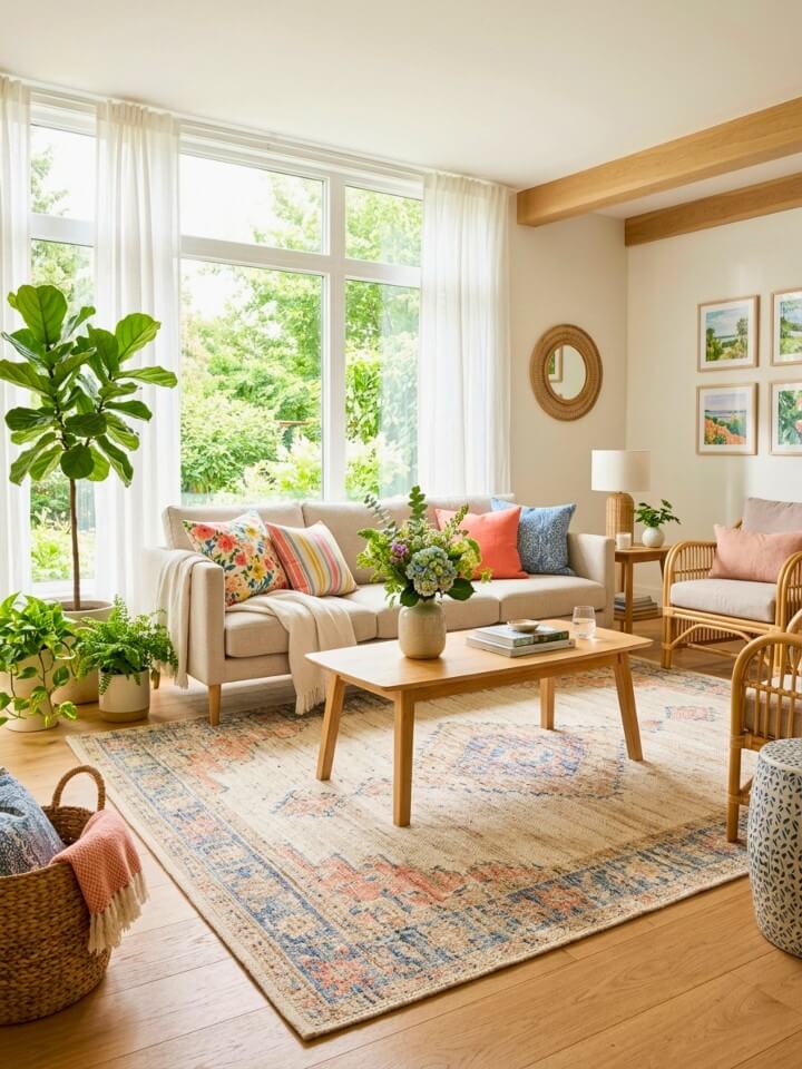 light area rug ideas for a fresh summer living room