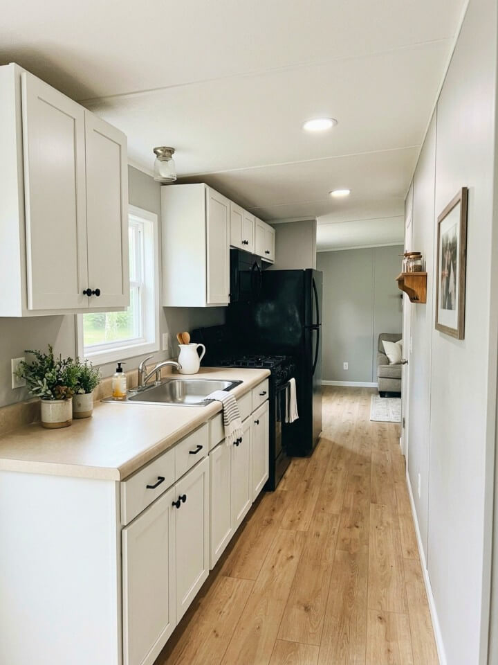 light cabinets that make a single wide kitchen feel wider