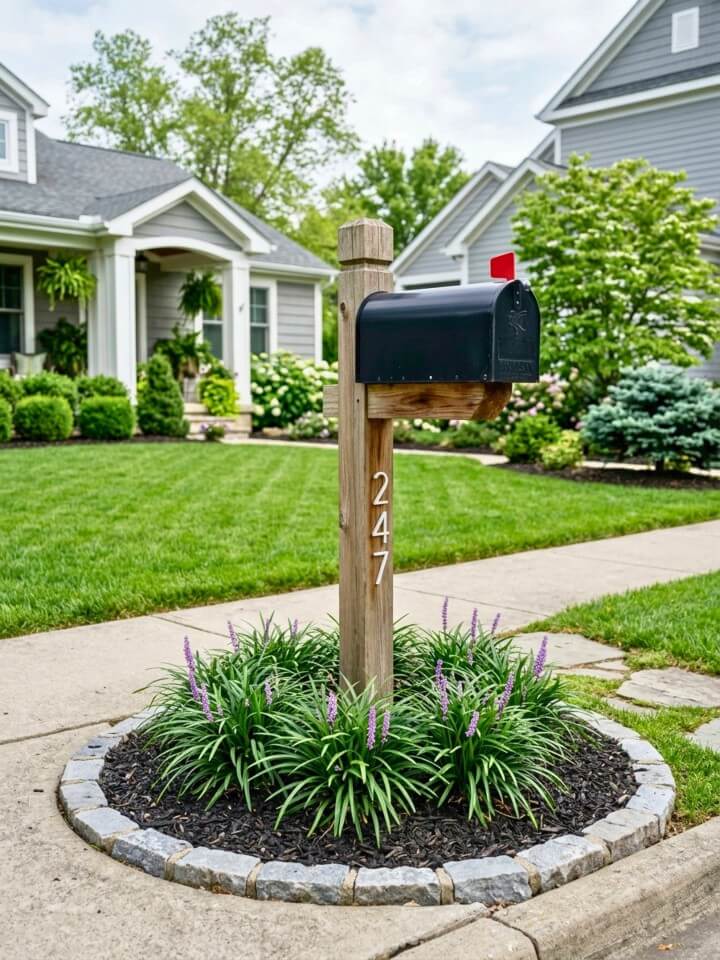 liriope mailbox landscaping around the post