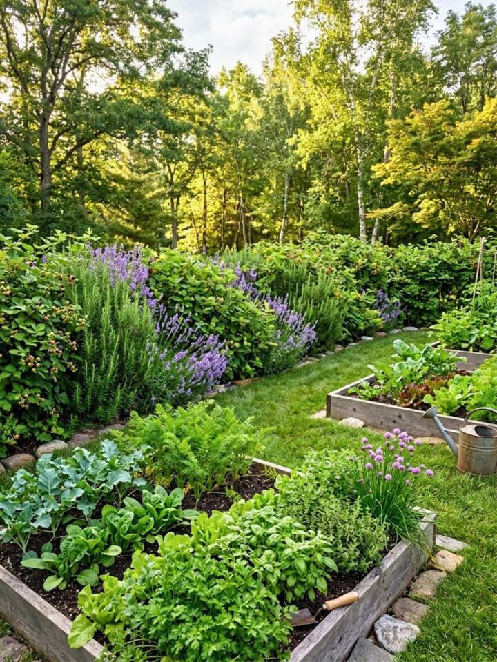 living hedge fence with edible plants