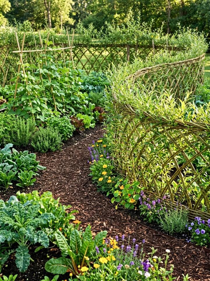 living willow fence for garden privacy