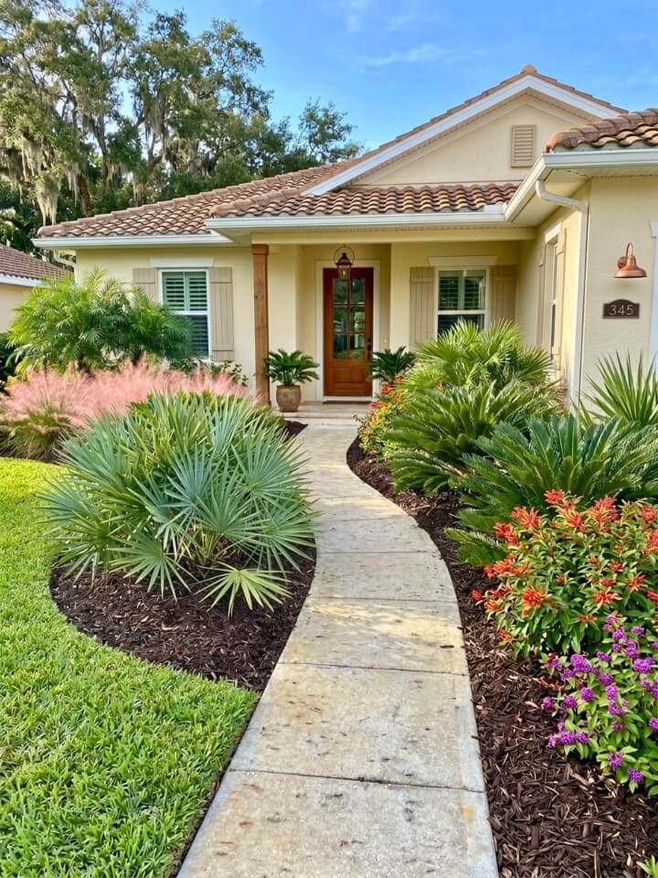 low maintenance entry with native plants