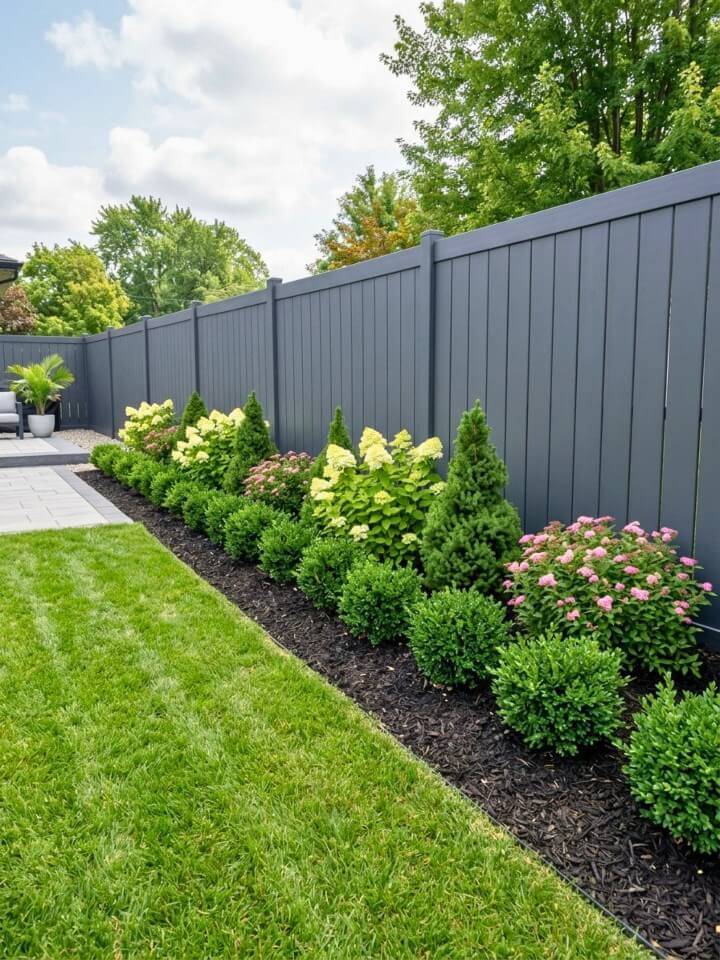 low maintenance shrubs for a neat fence line