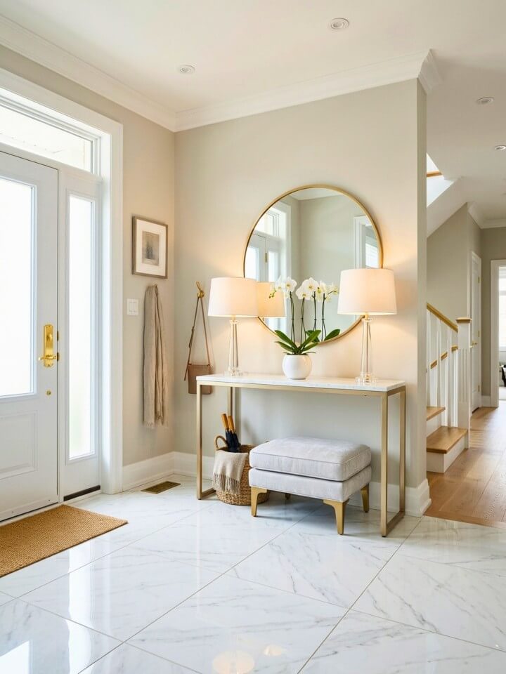marble look porcelain tiles for an elegant entrance