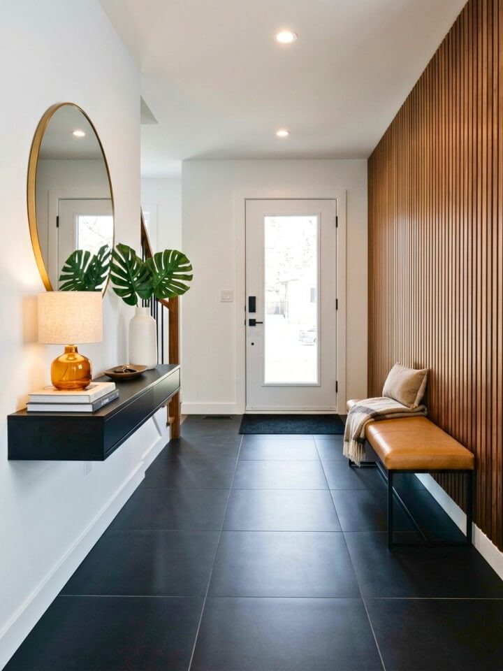 matte black entryway tile for a bold modern style