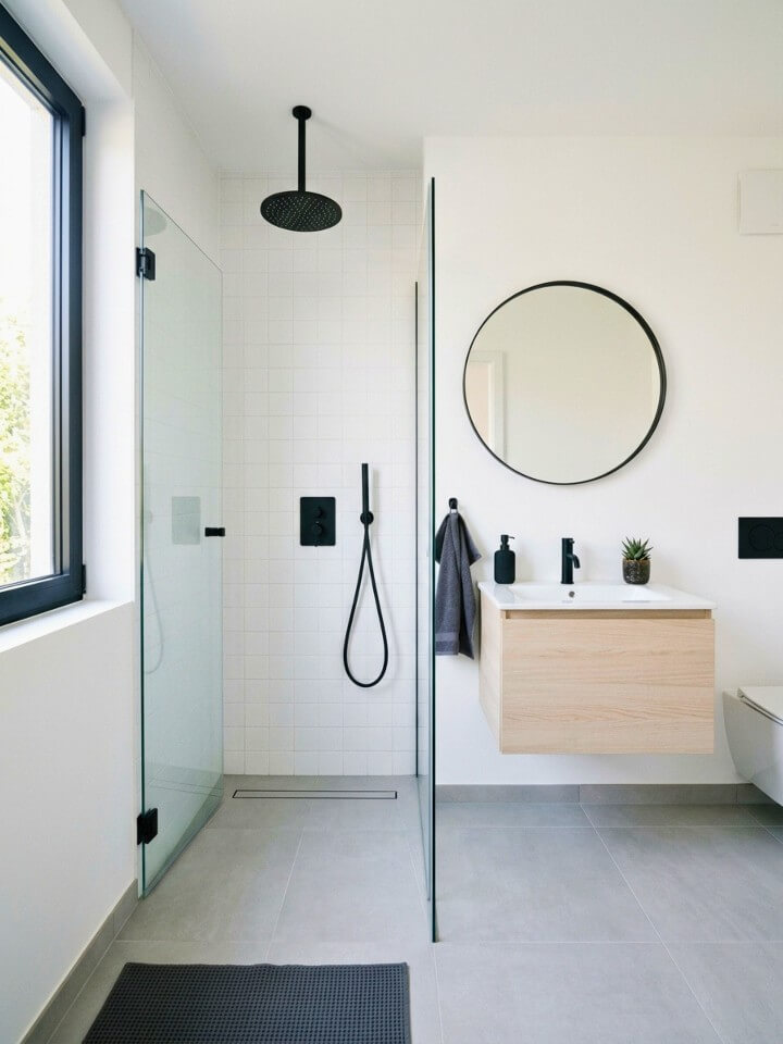 matte black fixtures for a modern shower