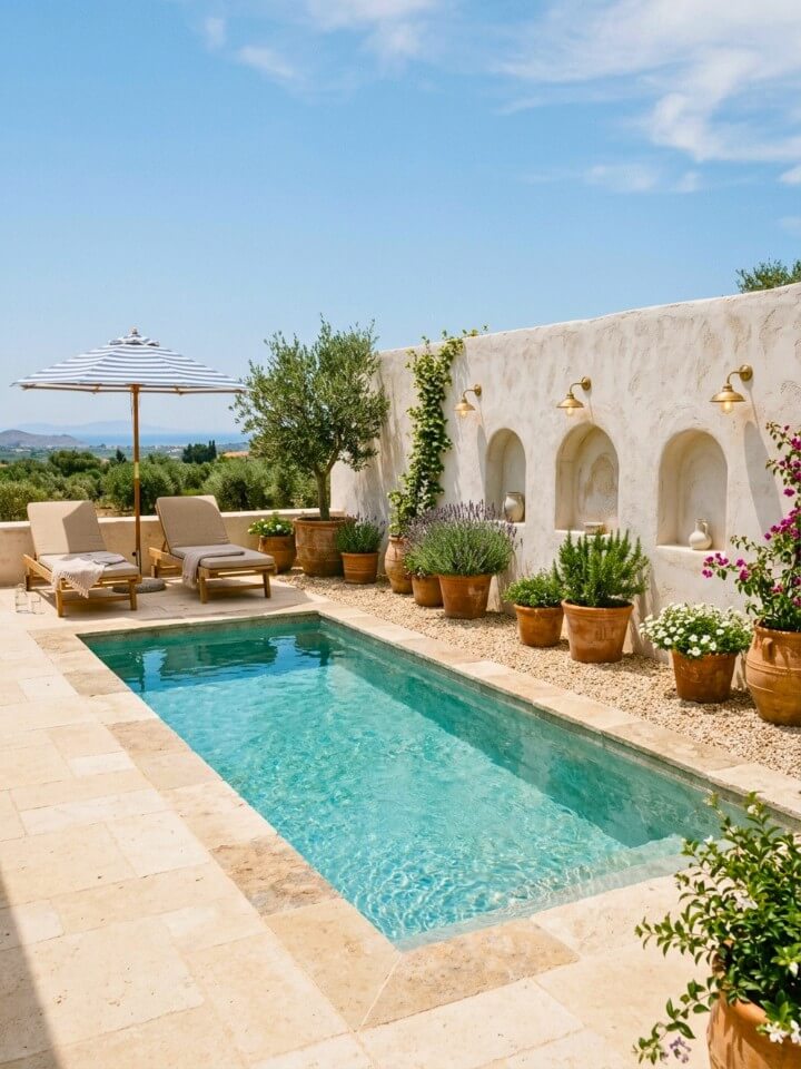 mediterranean style pool landscaping ideas