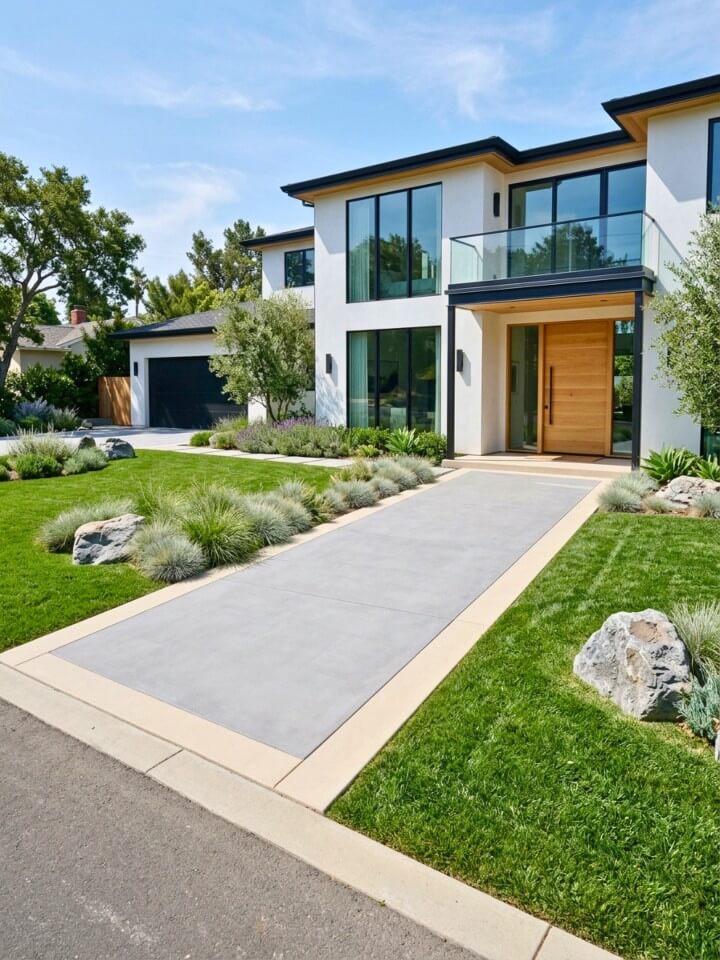 minimalist concrete edges for modern entry