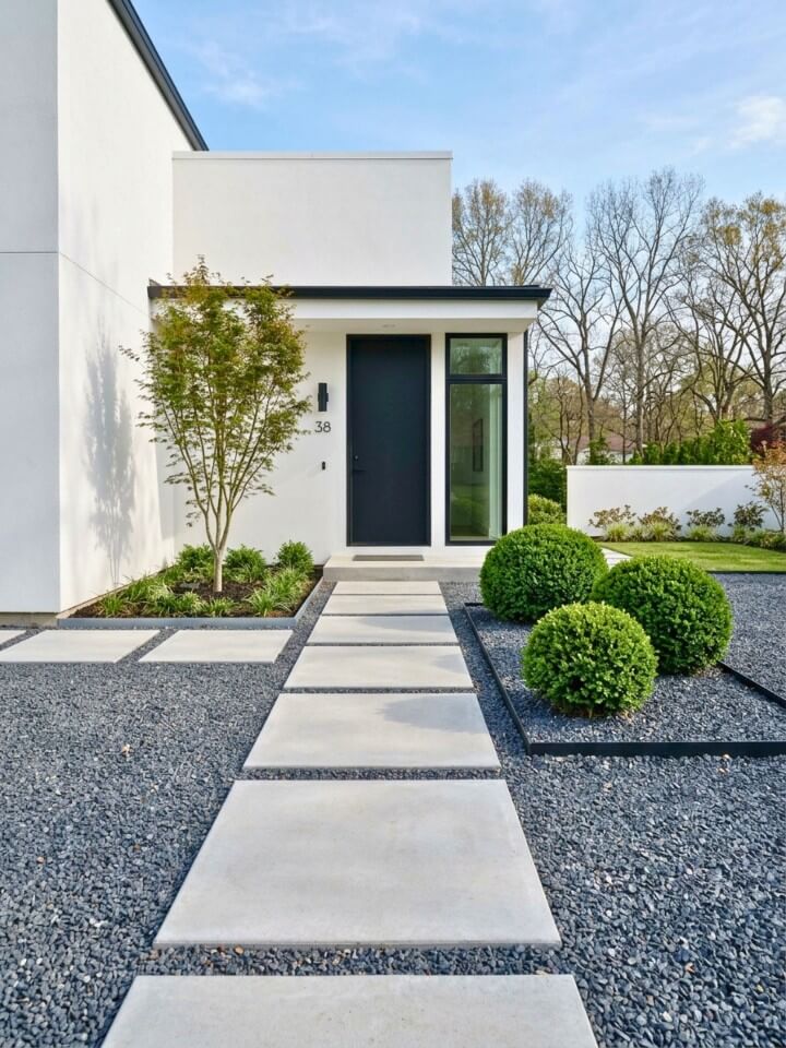 minimalist landscaping with a clean modern front yard