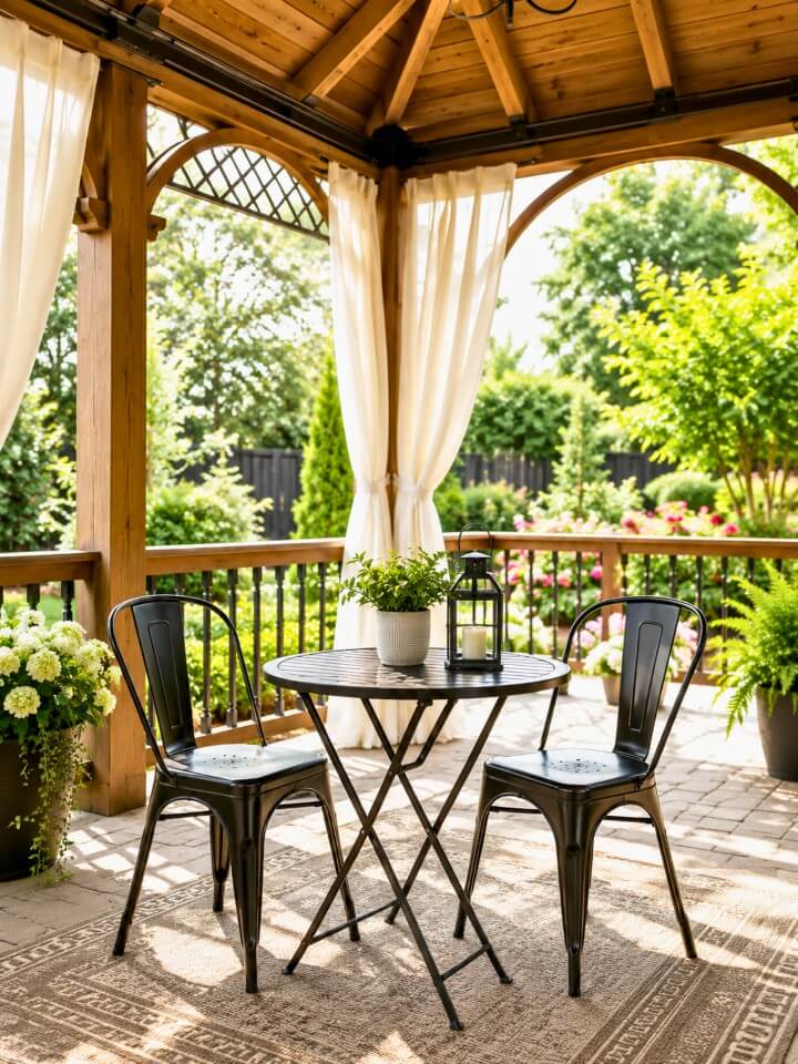 minimalist metal bistro sets for gazebo corner