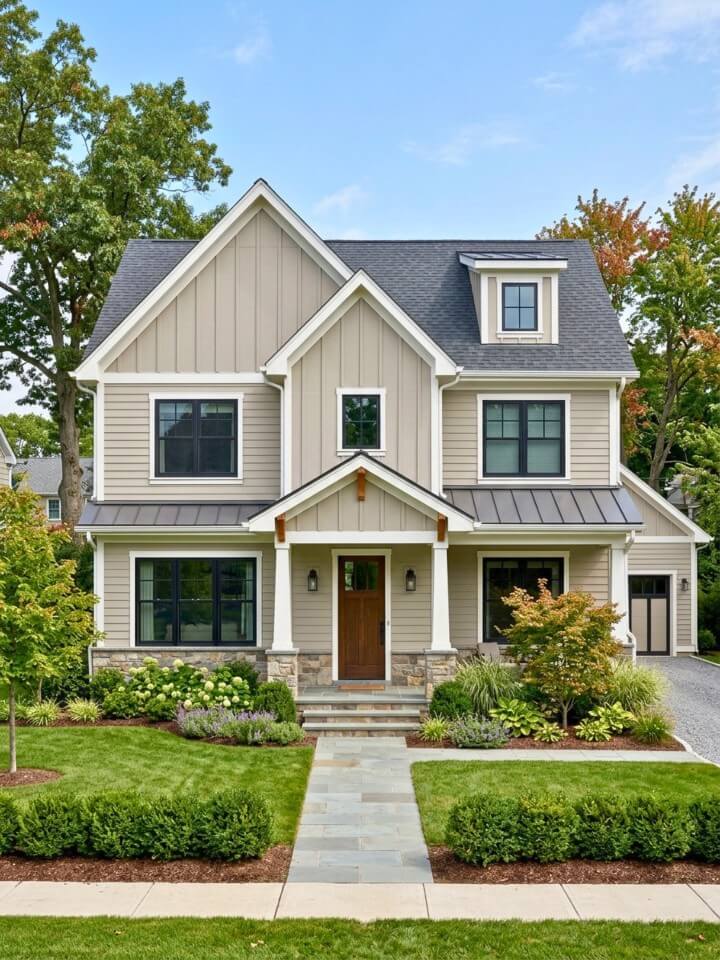 mixed horizontal and vertical siding design