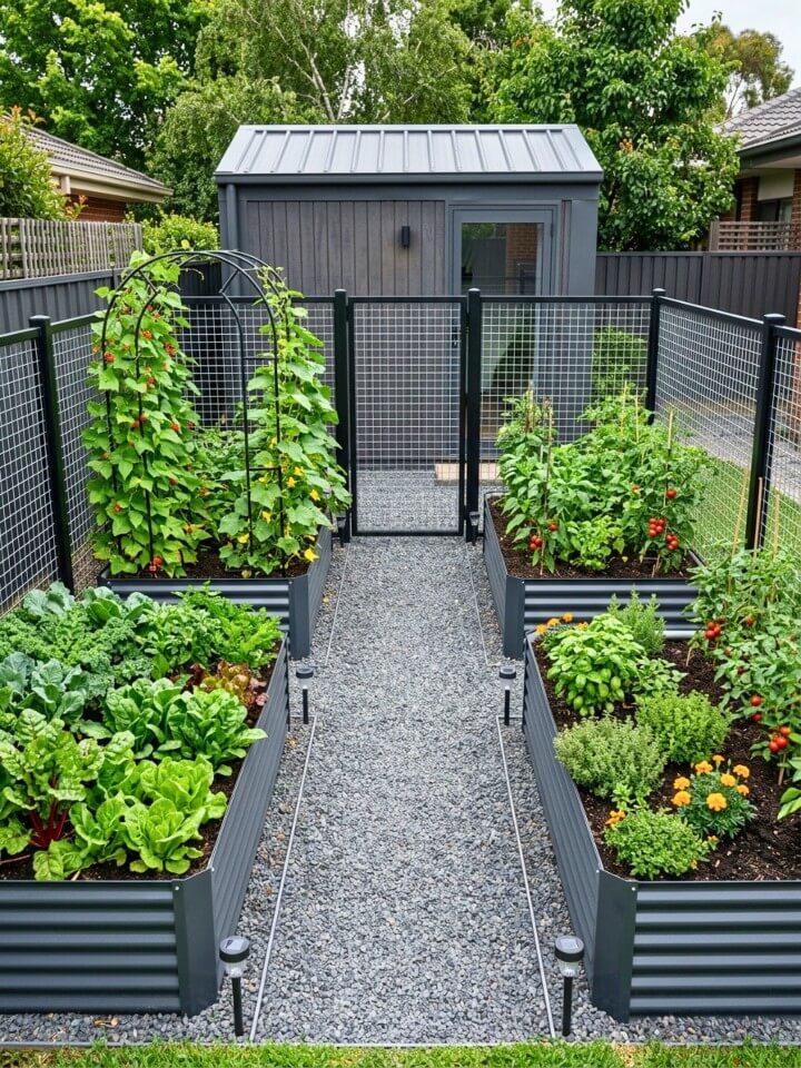 modern metal mesh garden enclosure