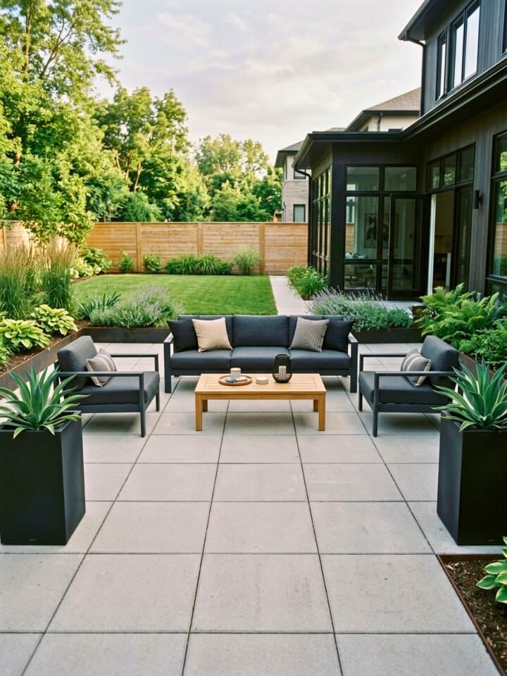 modern patio design with stylish outdoor living