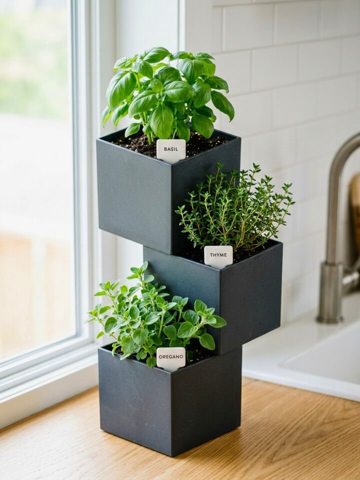 modular cube planter system for herbs