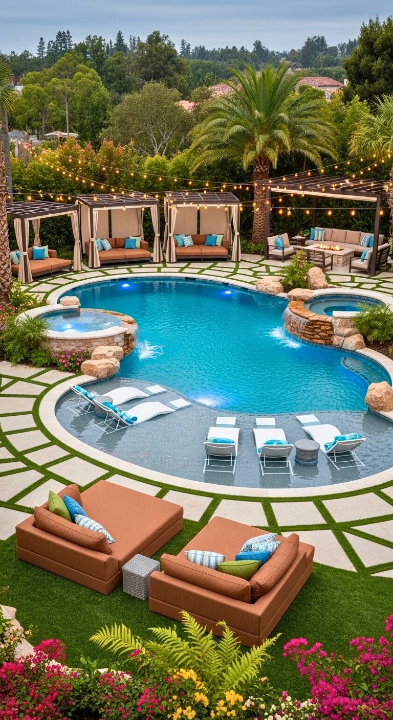 modular daybeds for large pool decks
