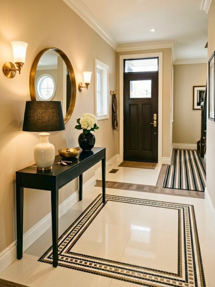 mosaic tile border ideas for a custom entrance