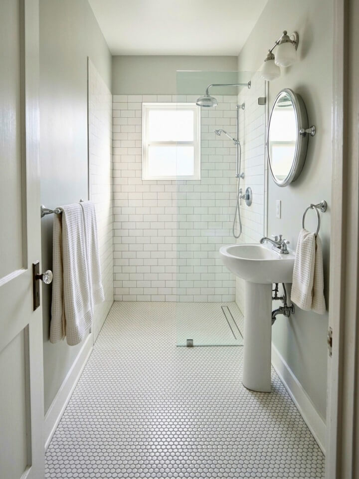 mosaic tile floor for better shower grip