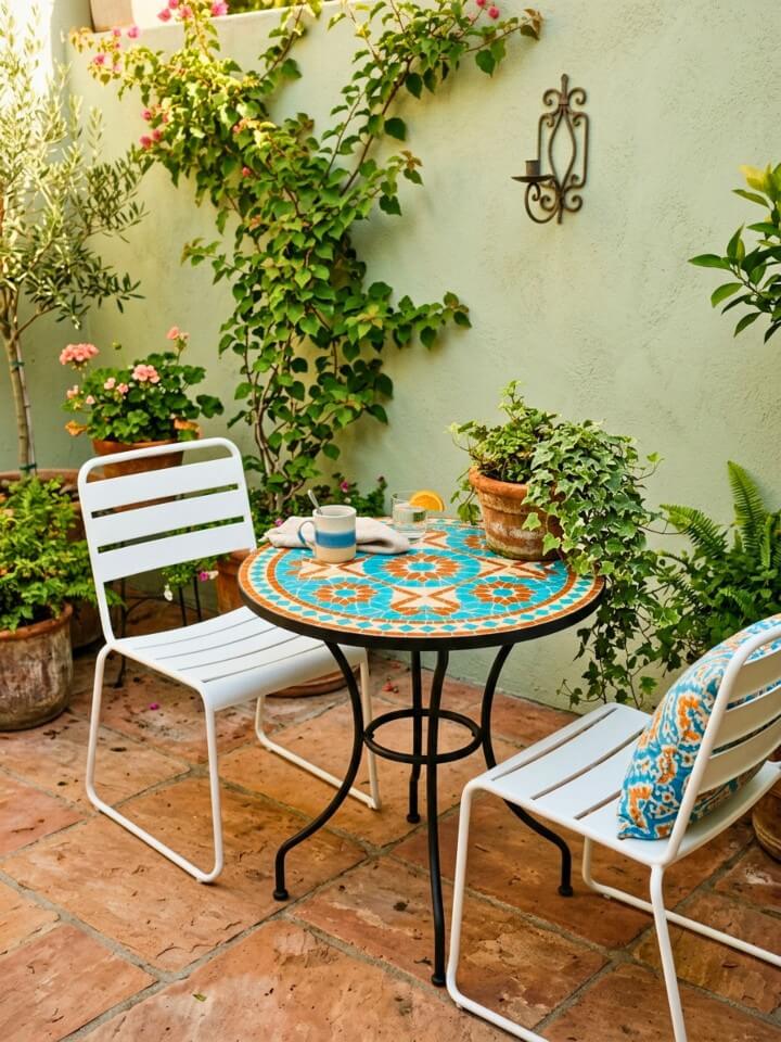 mosaic tile table as a vibrant patio focal point