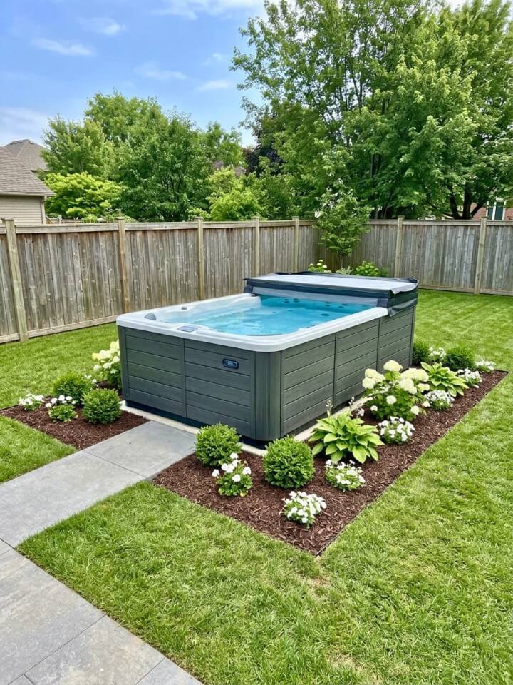 mulch beds around the swim spa