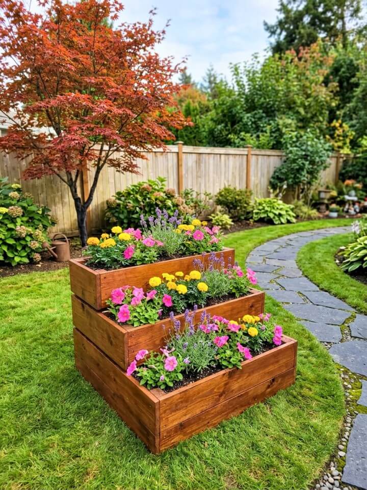 multi level flower planter made from pallets