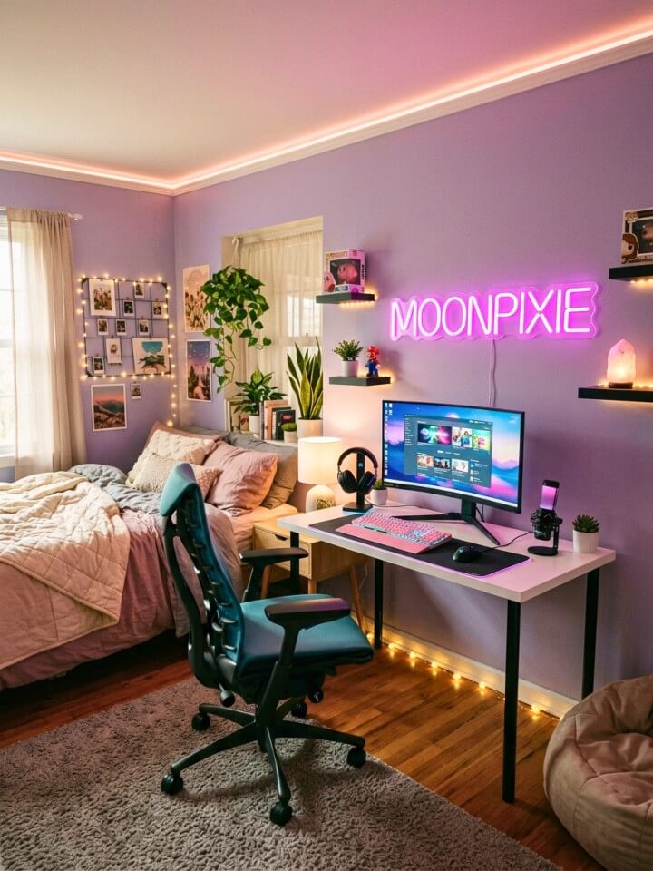 neon sign decor to personalize your gaming space