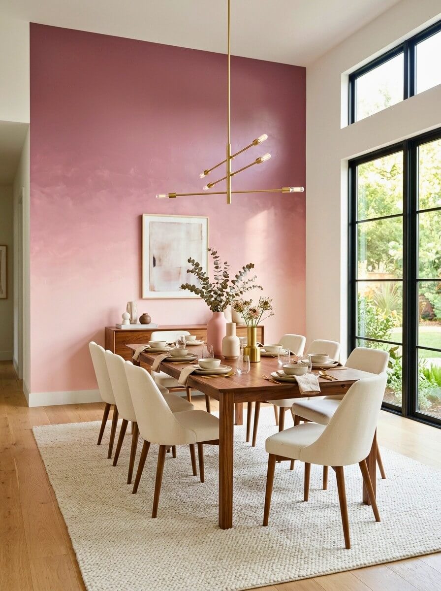 ombre painted wall dining area
